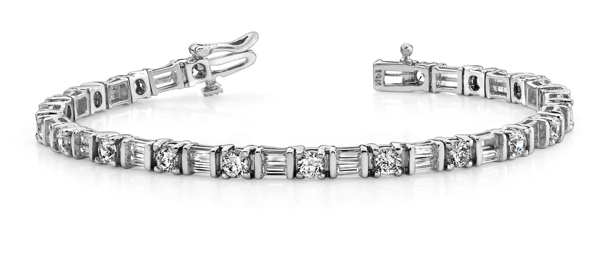 Round And Baguette Lab-Grown Diamond Bracelet with 4.00 ct.(finished) 3x1.5mm, 3mm