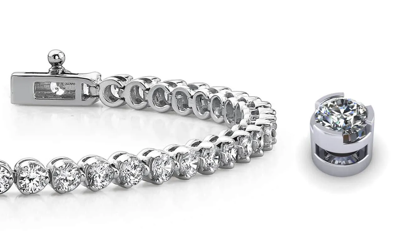 Round Prong Set Lab-Grown Diamond Tennis Bracelet with 2.01 ct.(finished) 1.9mm