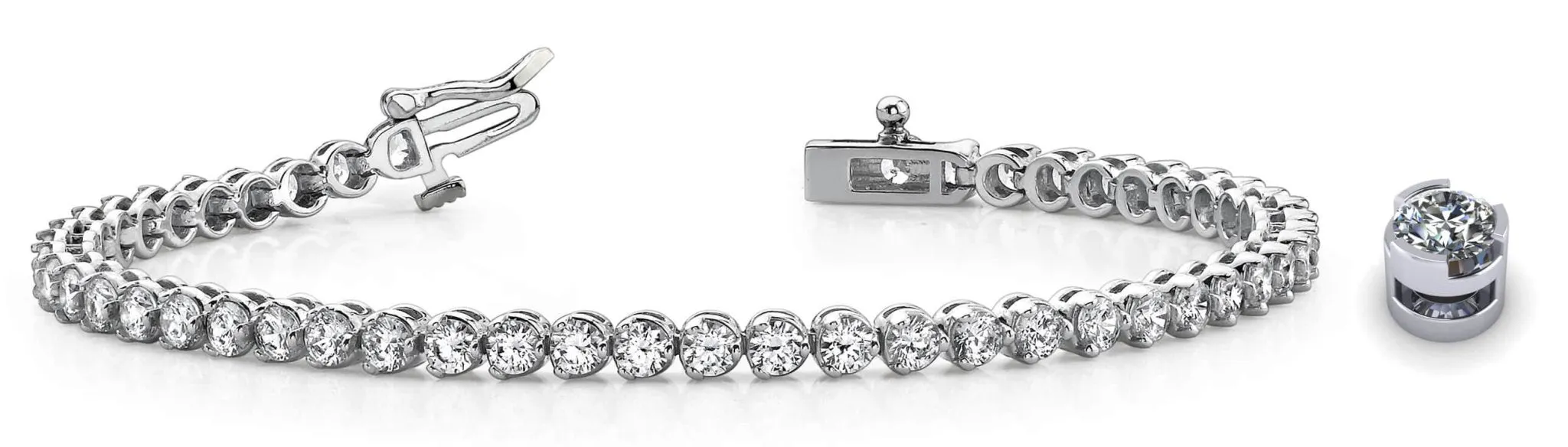 Round Prong Set Lab-Grown Diamond Tennis Bracelet with 2.01 ct.(finished) 1.9mm