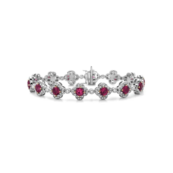 Rubellite Pastel Diamond Flower Bracelet