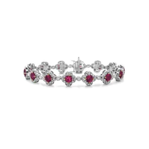 Rubellite Pastel Diamond Flower Bracelet
