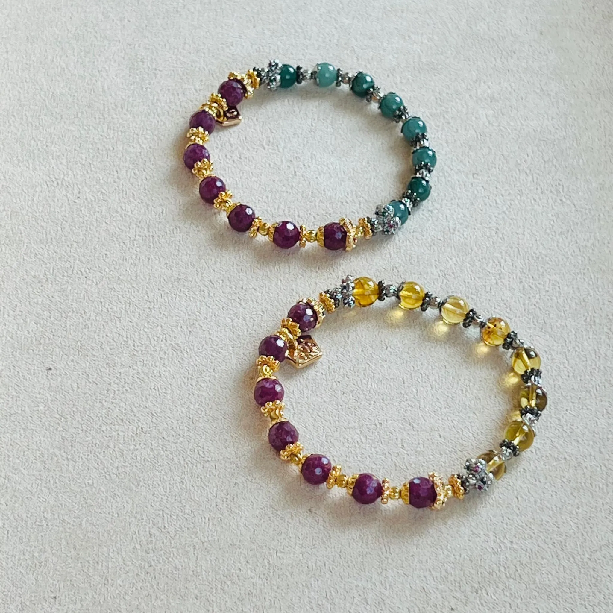 Ruby & Blue Amber Baby Bracelet