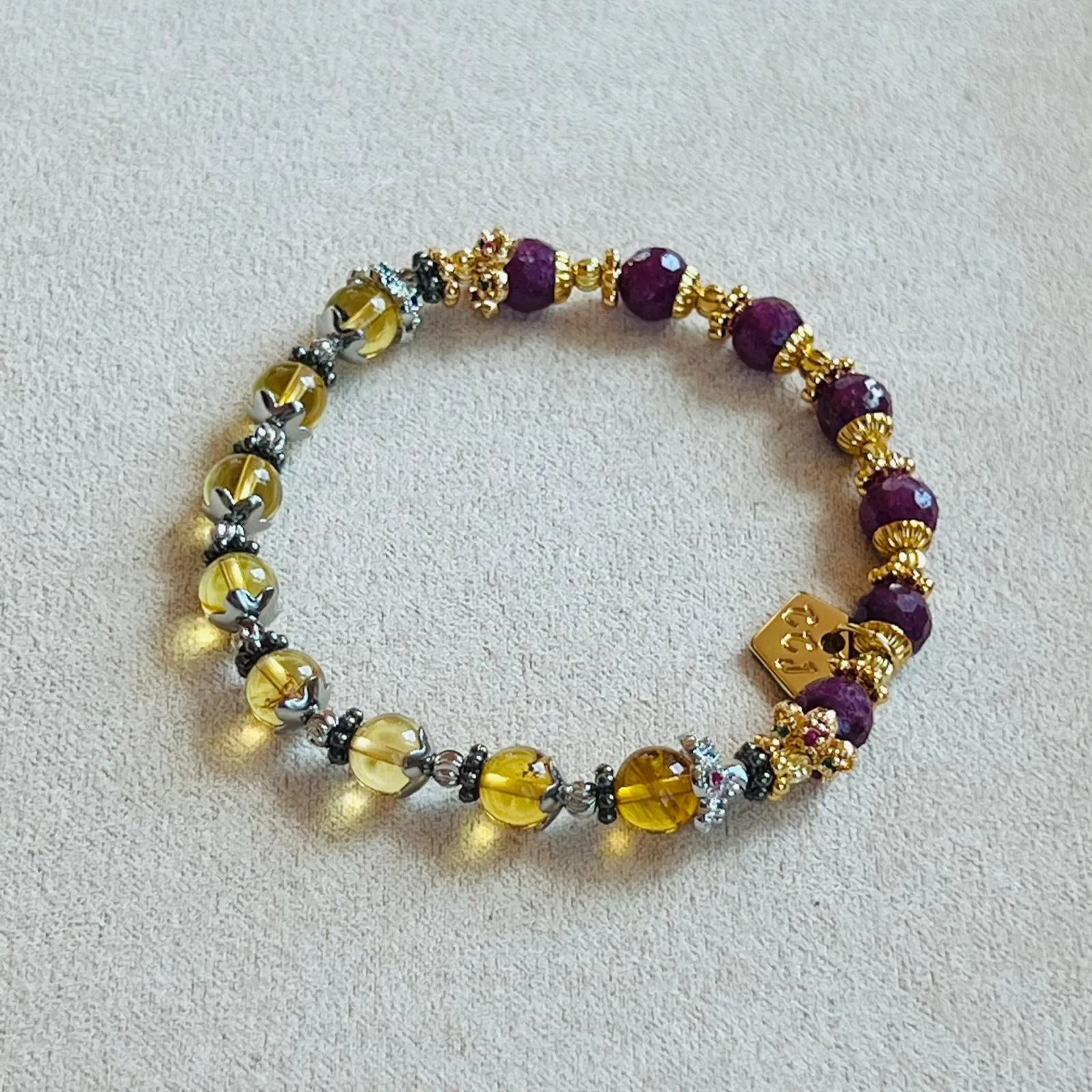 Ruby & Blue Amber Baby Bracelet