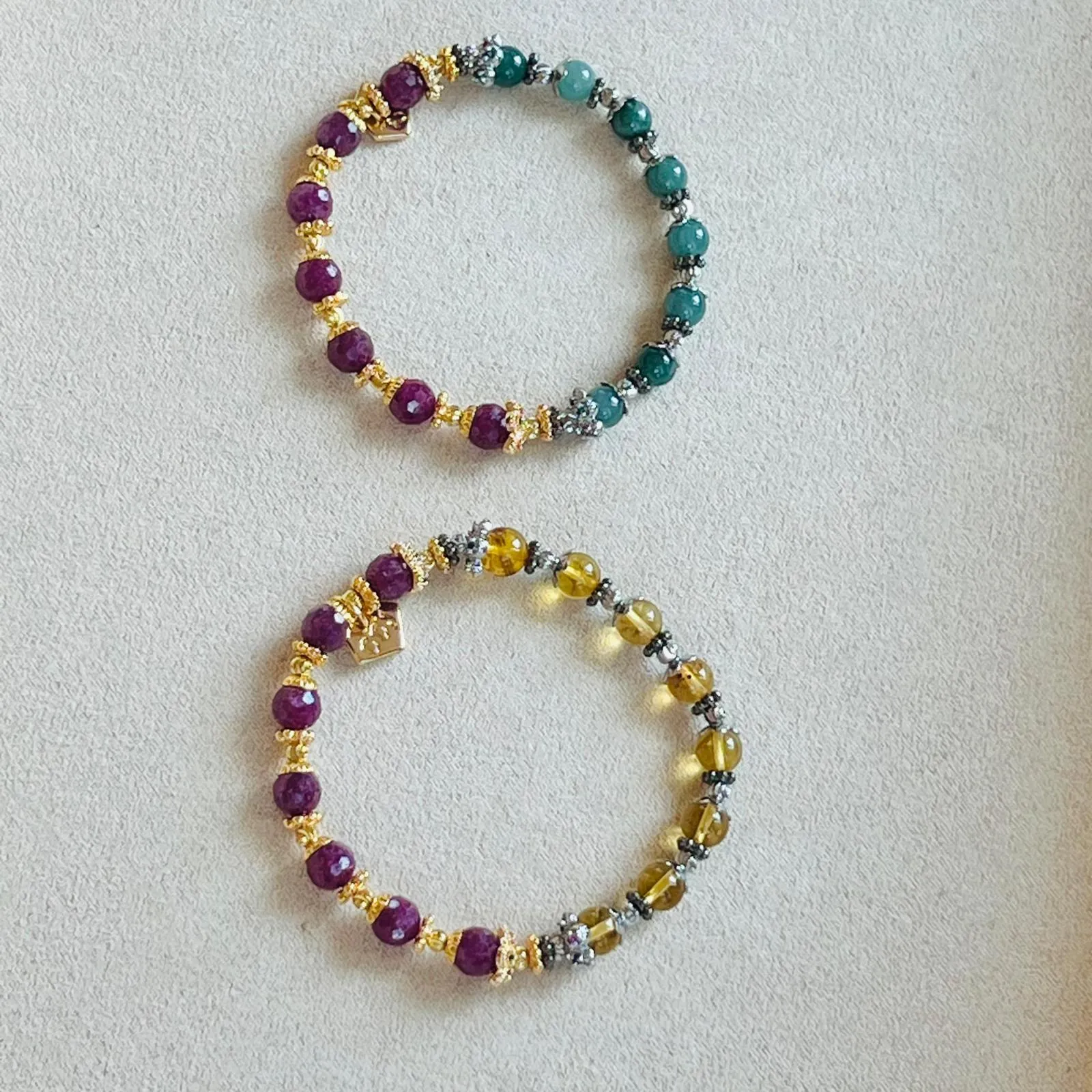 Ruby & Blue Amber Baby Bracelet