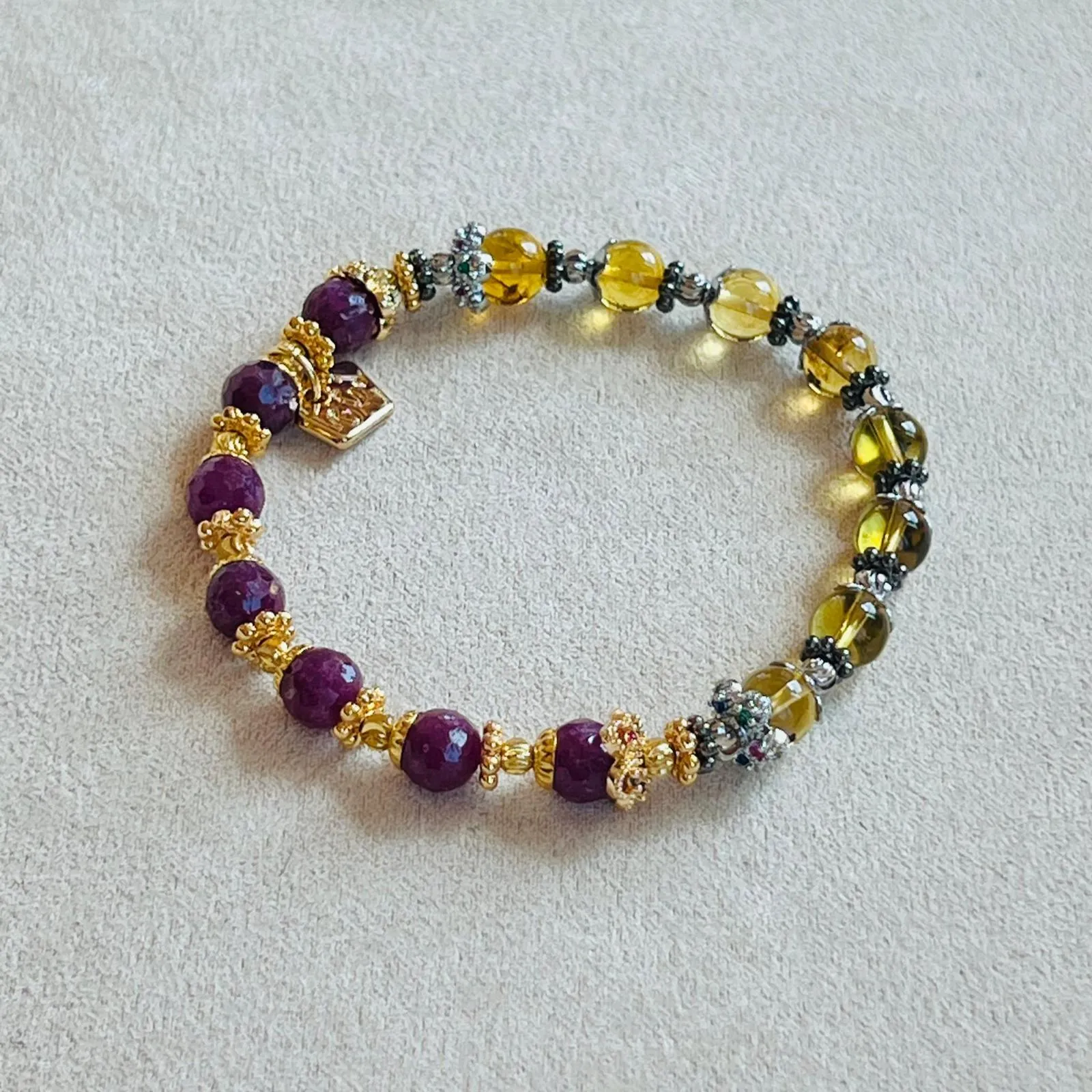 Ruby & Blue Amber Baby Bracelet