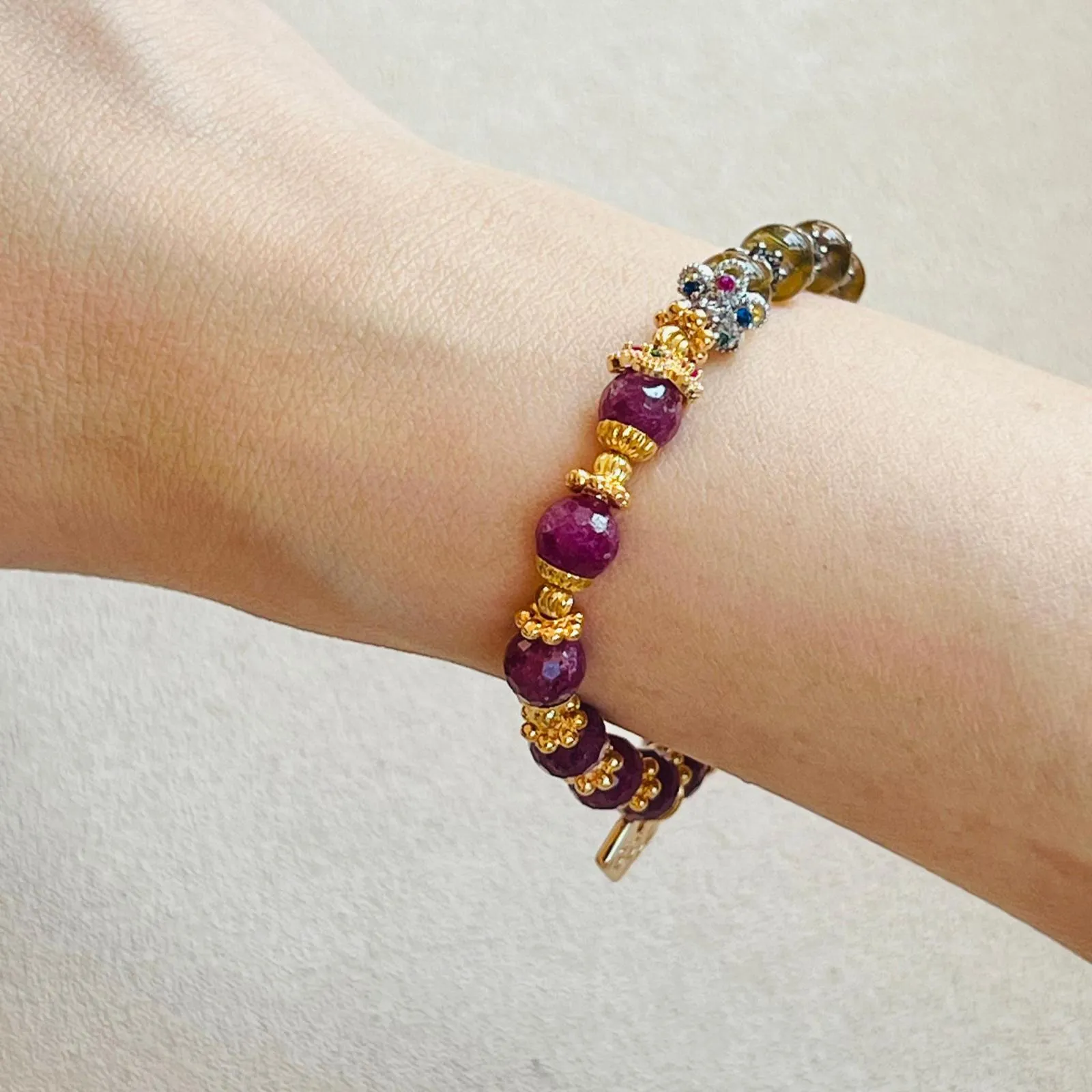 Ruby & Blue Amber Baby Bracelet