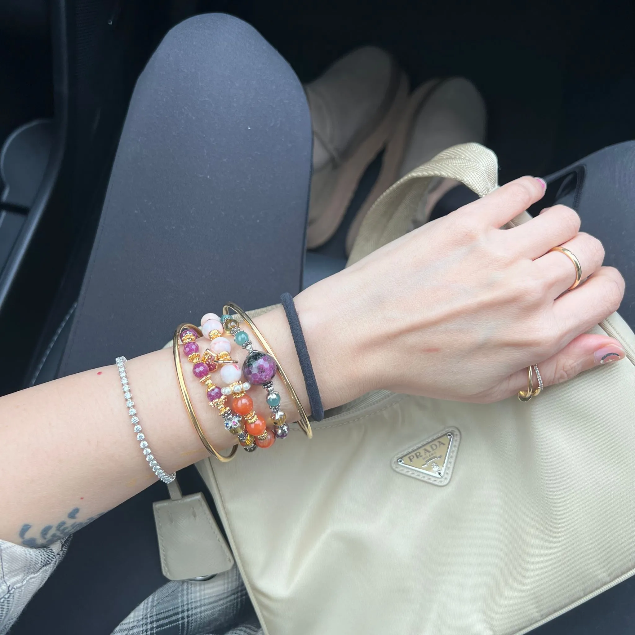 Ruby & Blue Amber Baby Bracelet