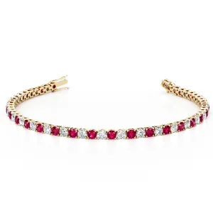 Ruby and Diamond Tennis Bracelet 14K Gold 9.50 Carats