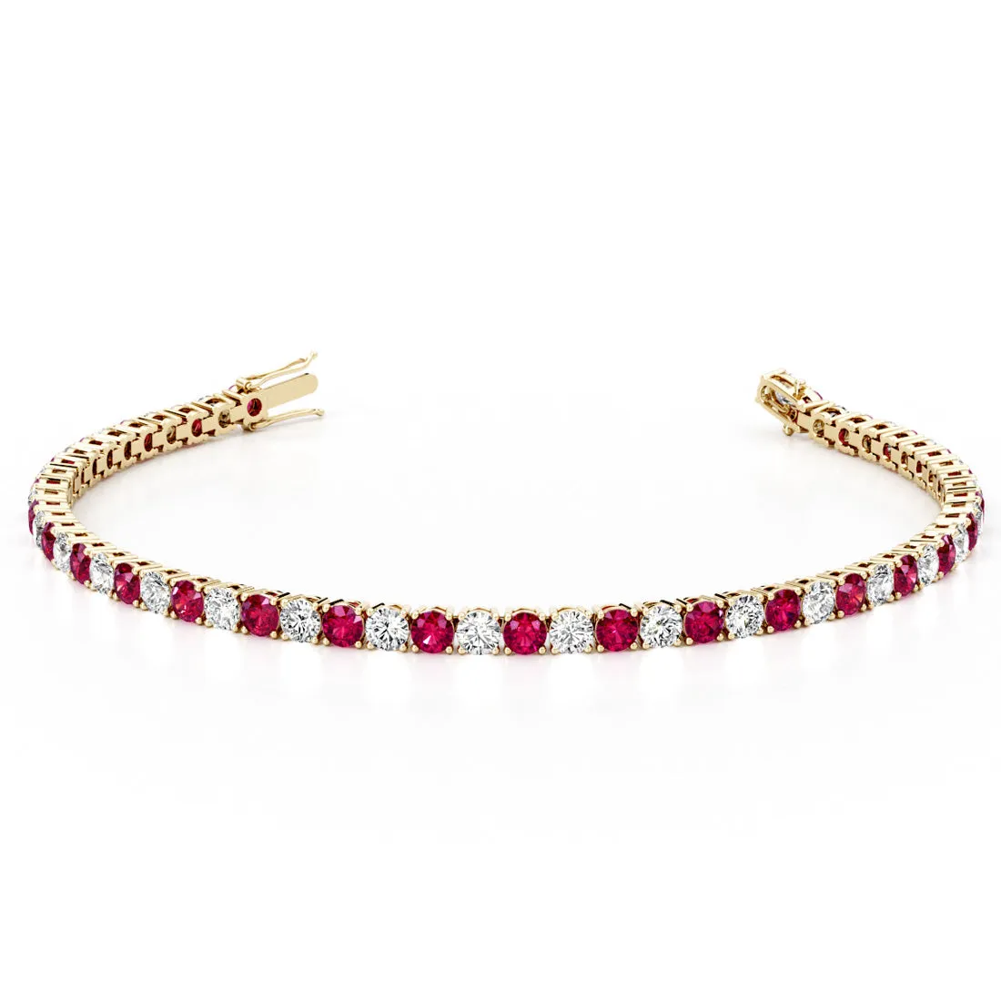Ruby and Diamond Tennis Bracelet 14K Gold 9.50 Carats