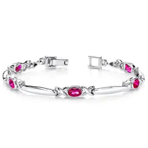 Ruby Bracelet Sterling Silver Oval Shape 2.75 Carats SB2822