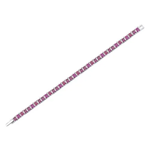 Ruby Bracelet Sterling Silver Princess Shape 14 Carats