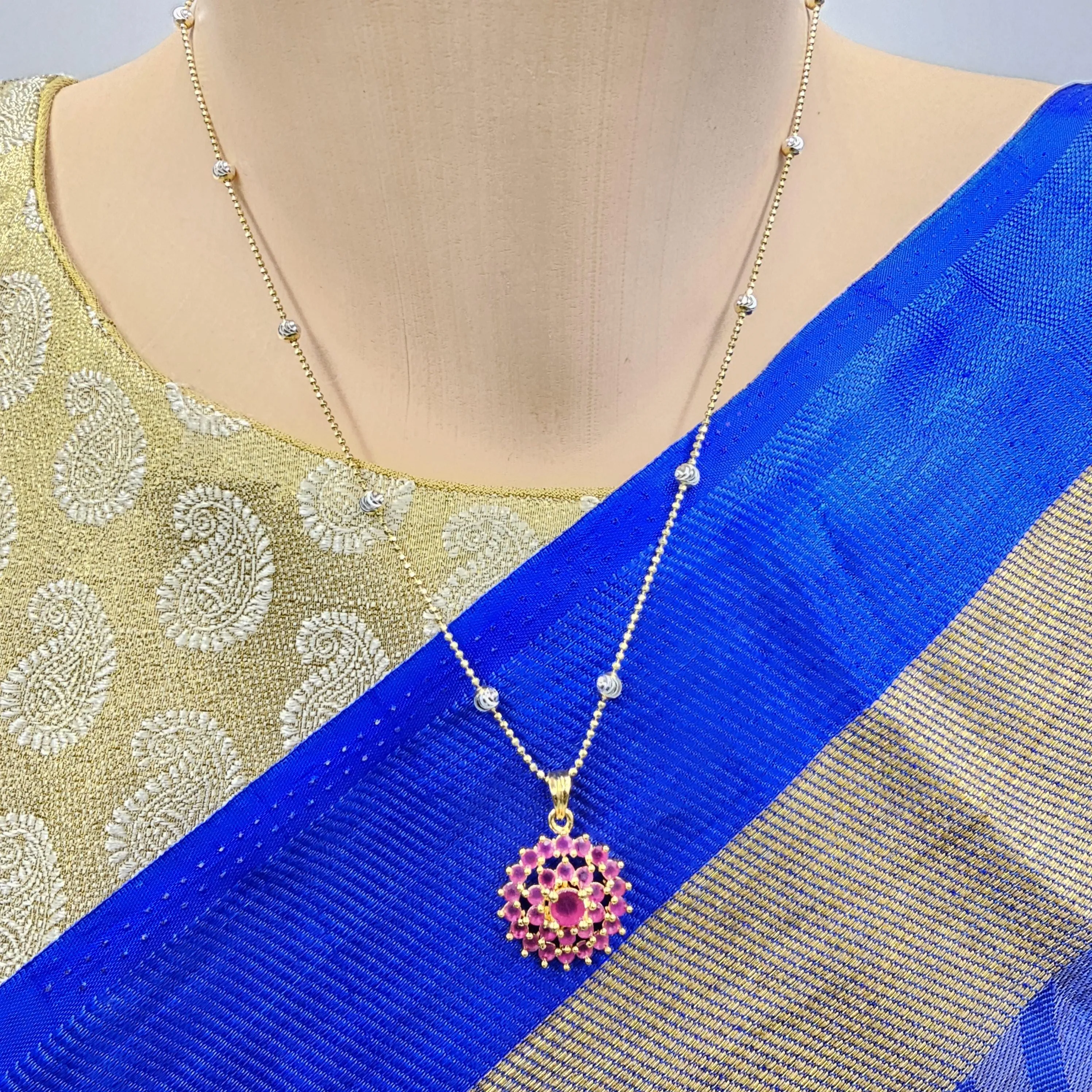 Ruby silver Pendant set