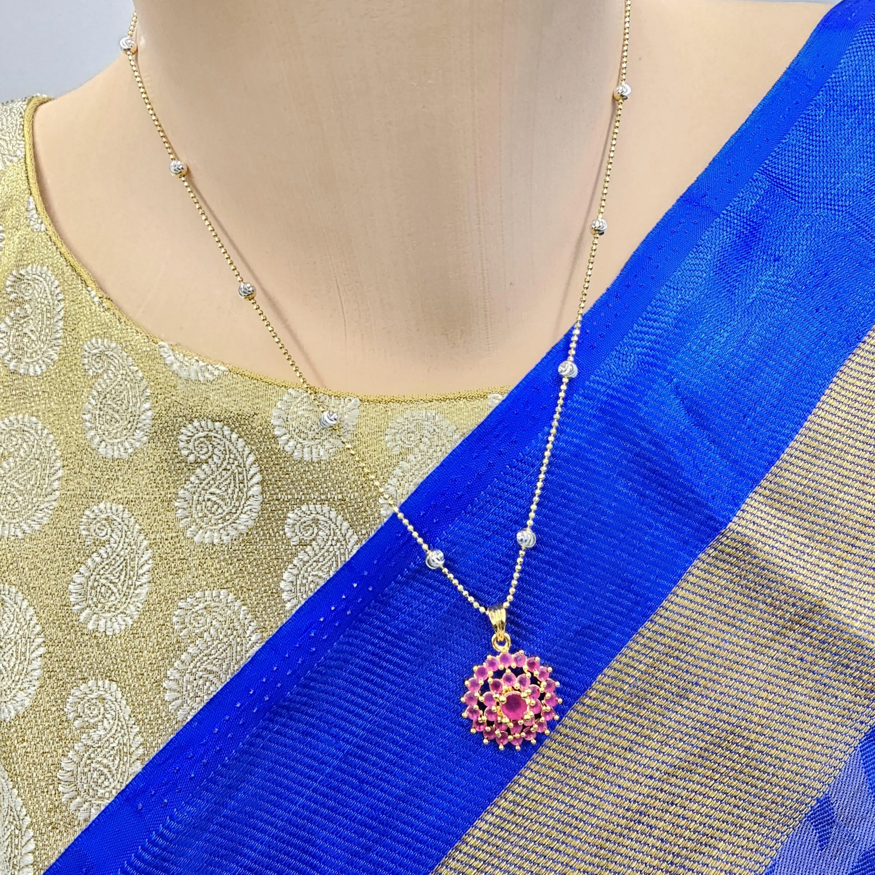 Ruby silver Pendant set