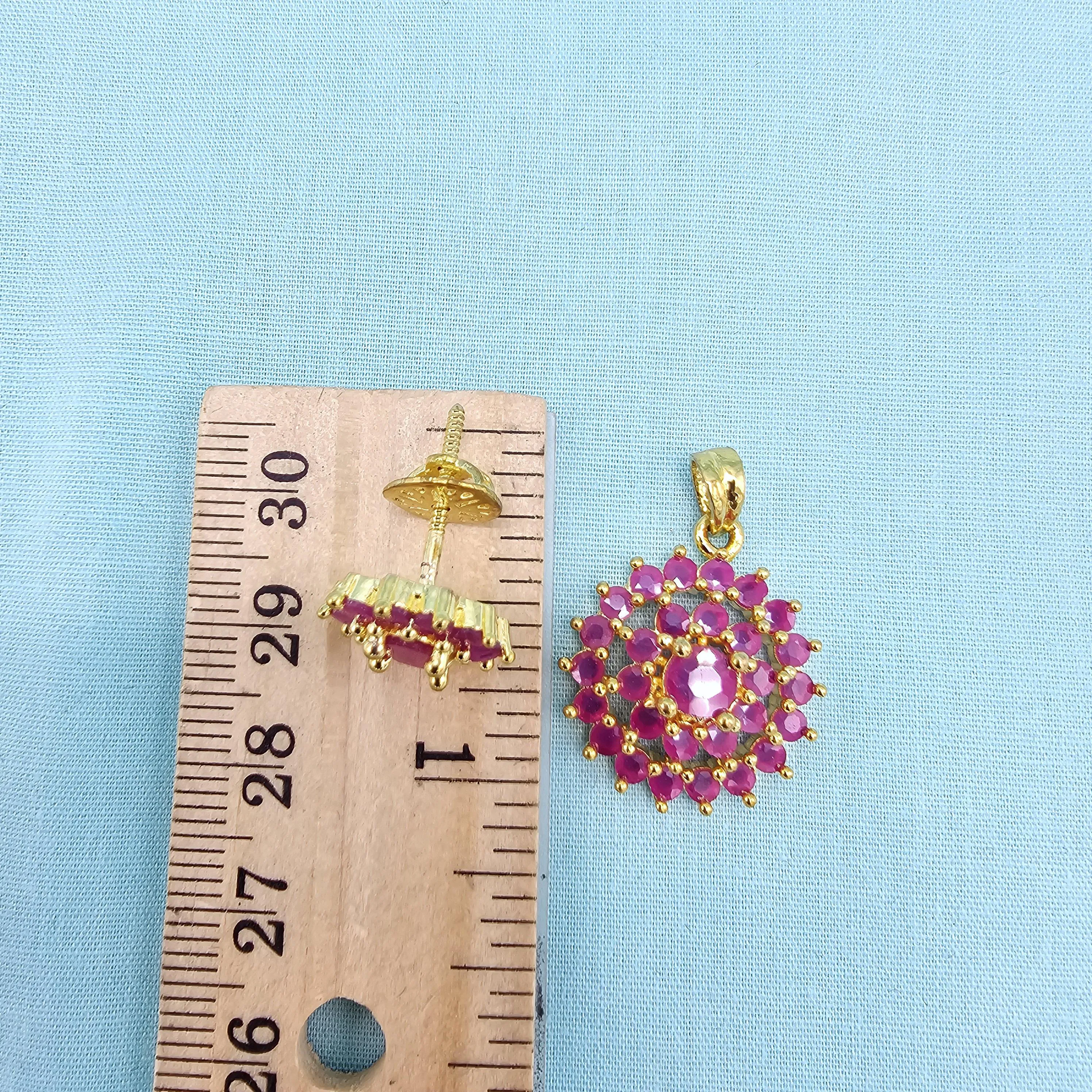 Ruby silver Pendant set