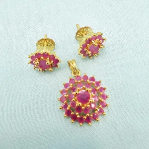 Ruby silver Pendant set