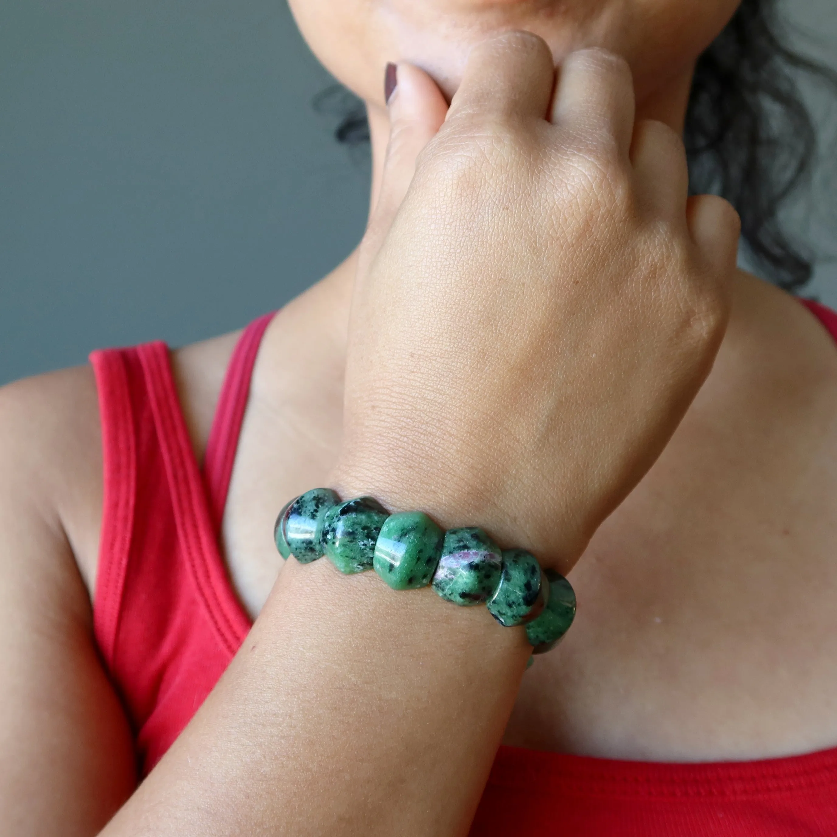 Ruby Zoisite Bracelet Delicious Arm Candy Crystal