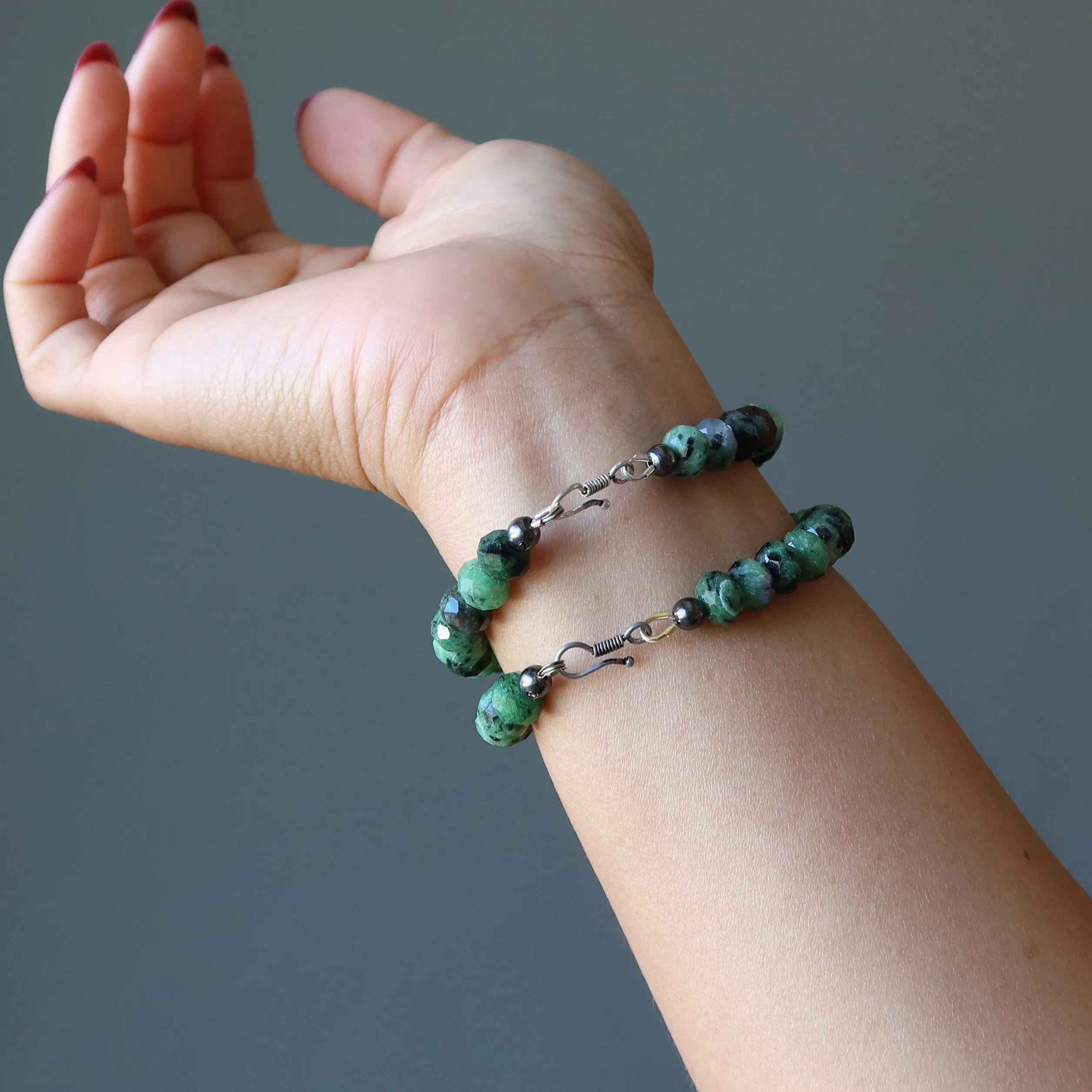 Ruby Zoisite Bracelet Rich Luxe Gems Sterling Silver