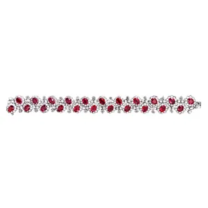 Sabel Collection Platinum Oval Burma and Diamond Bracelet