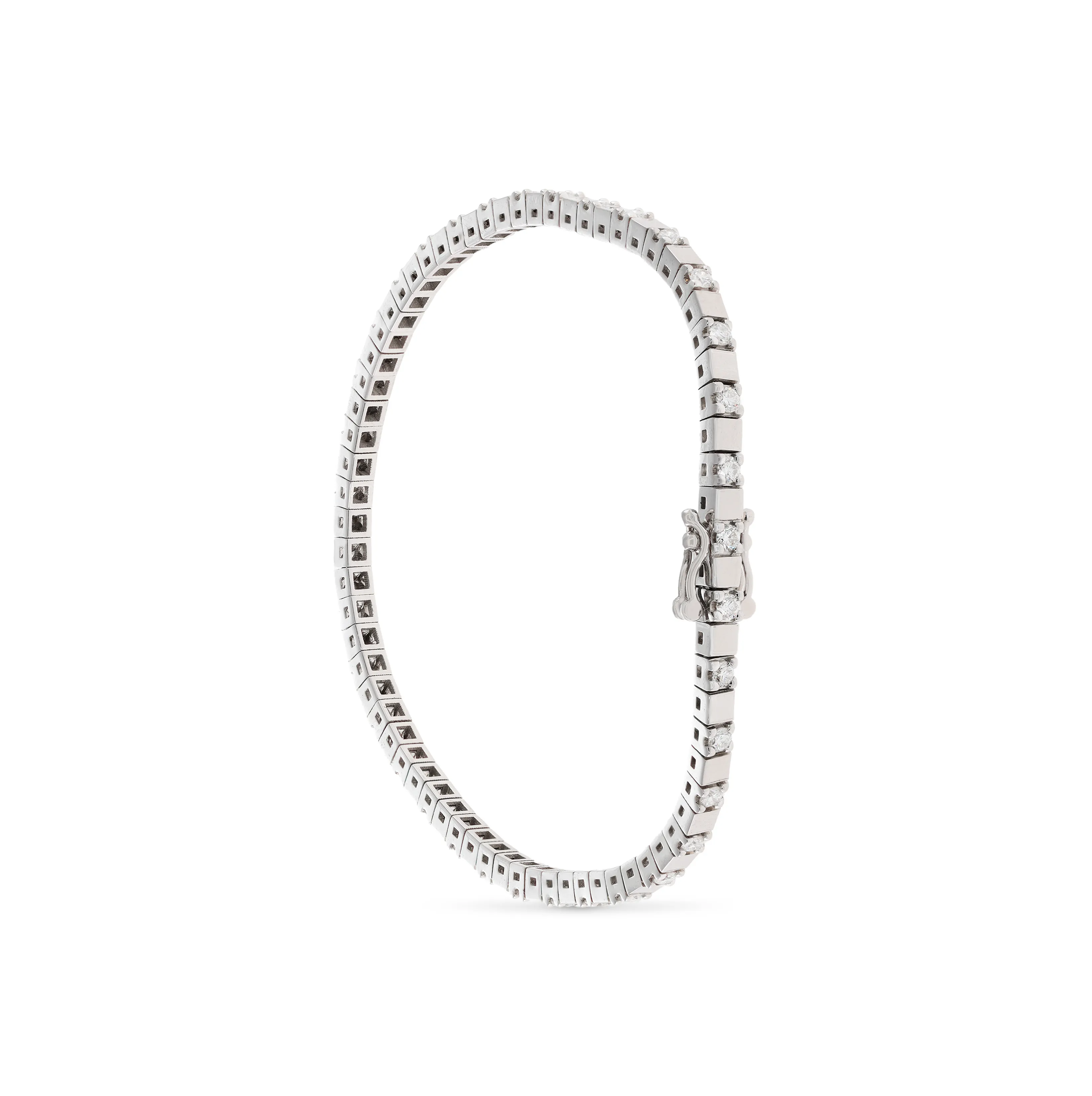 Sabel Collection White Gold and Diamond Alternating Station Bracelet