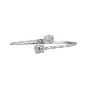Sabel Collection White Gold Baguette and Round Diamond Bangle