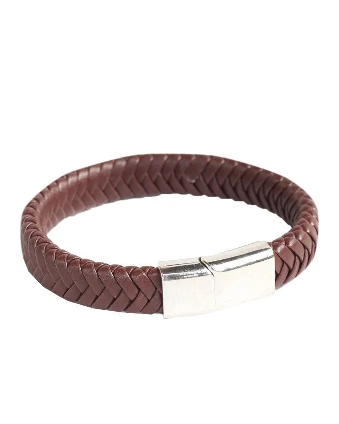 Sailimue Braided Unisex Brown Leather Bracelets