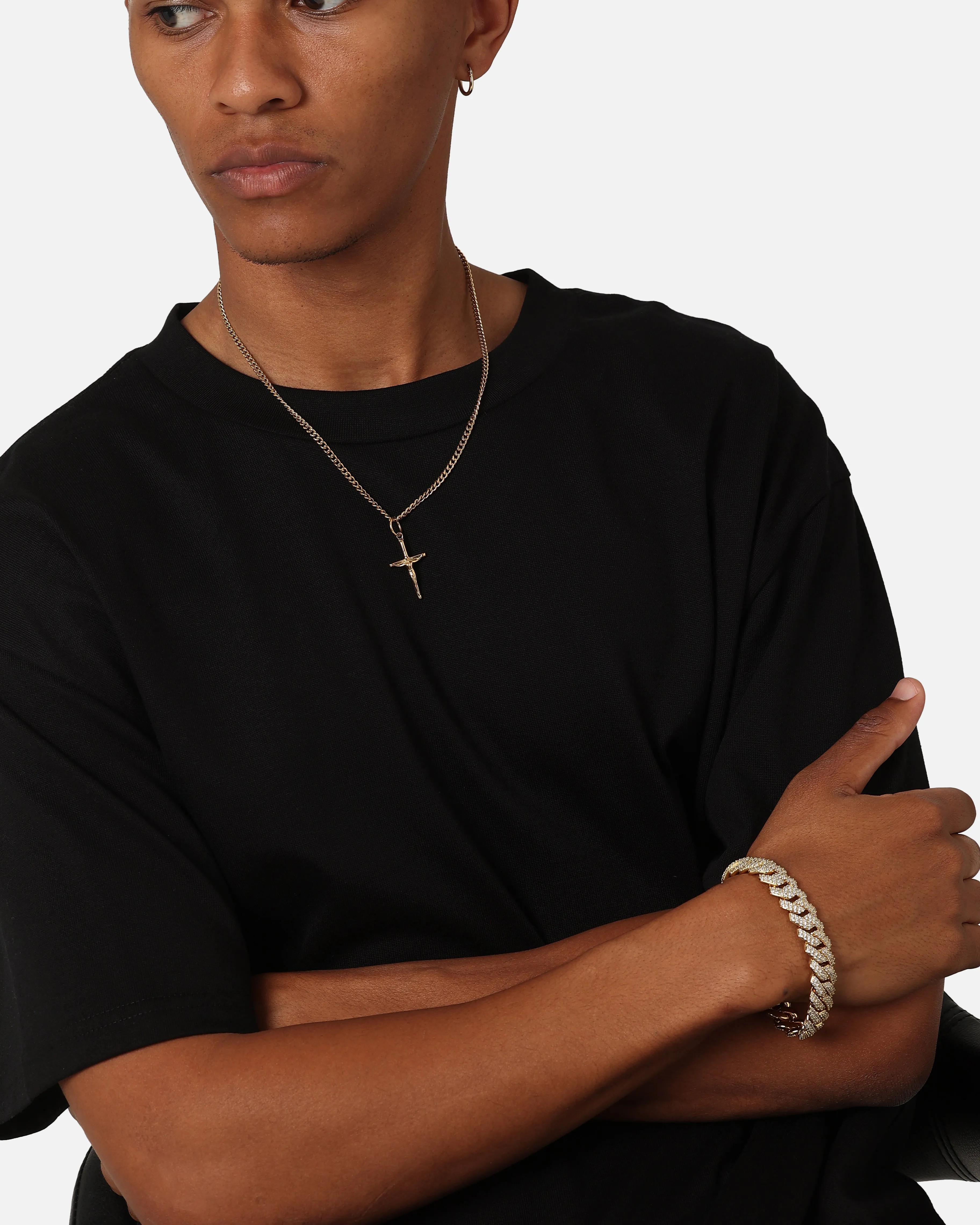 Saint Morta 14mm Interlink Bracelet Iced White Gold