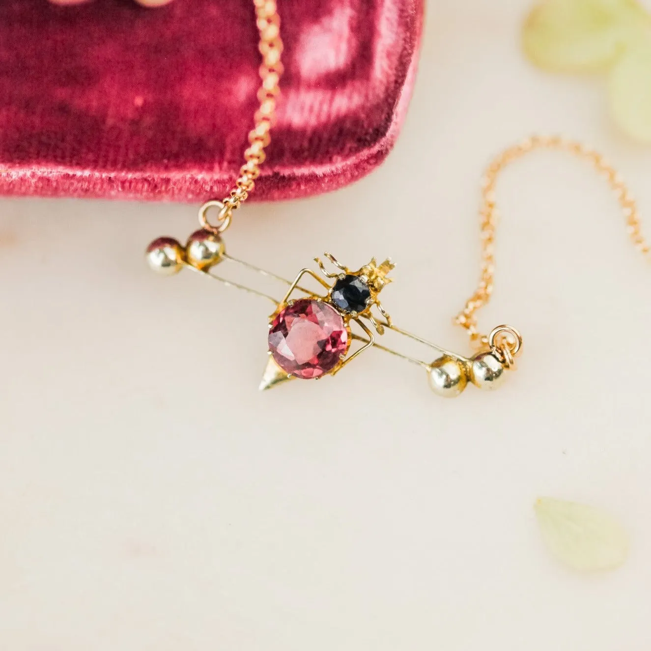 Sapphire   Tourmaline Insect Pendant