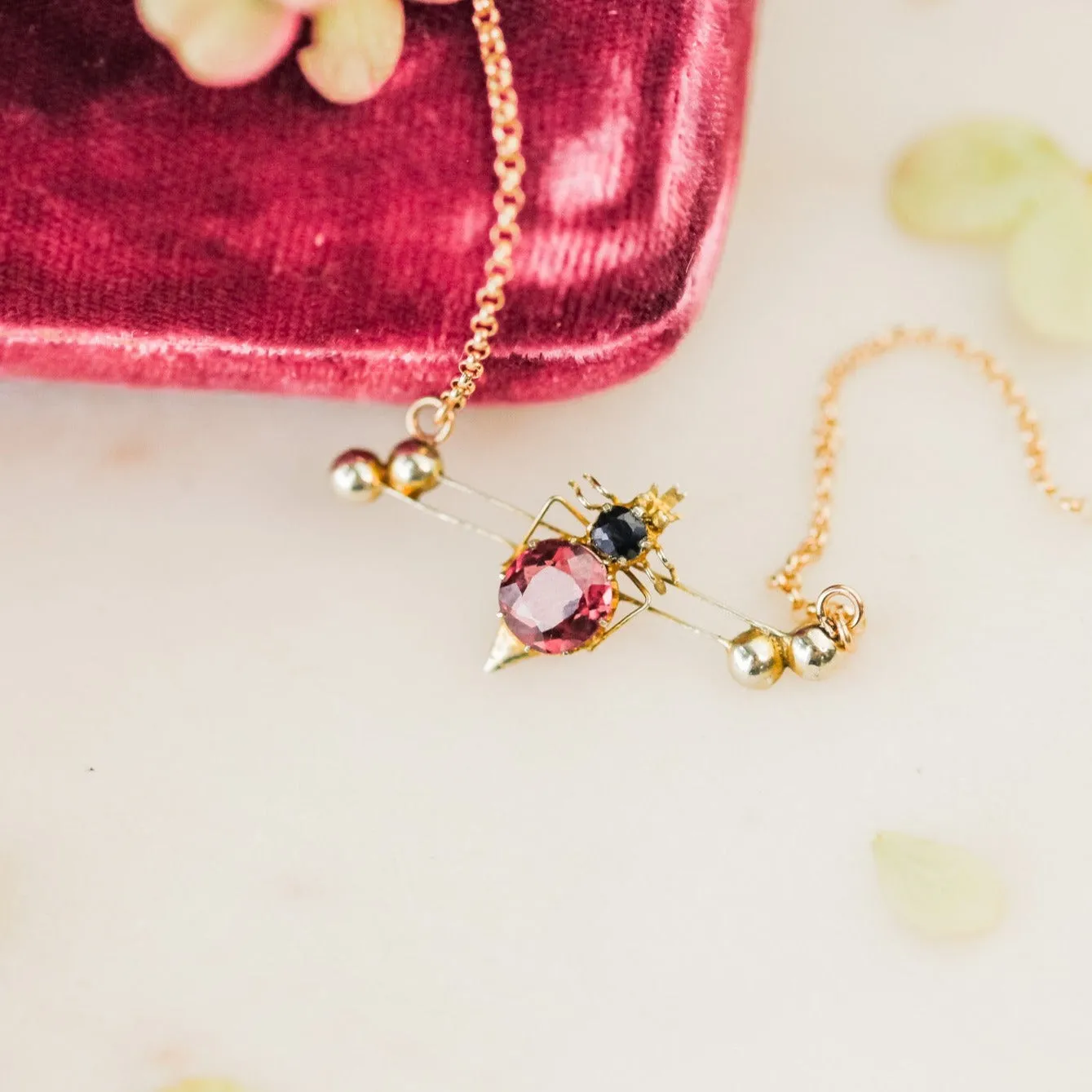 Sapphire   Tourmaline Insect Pendant