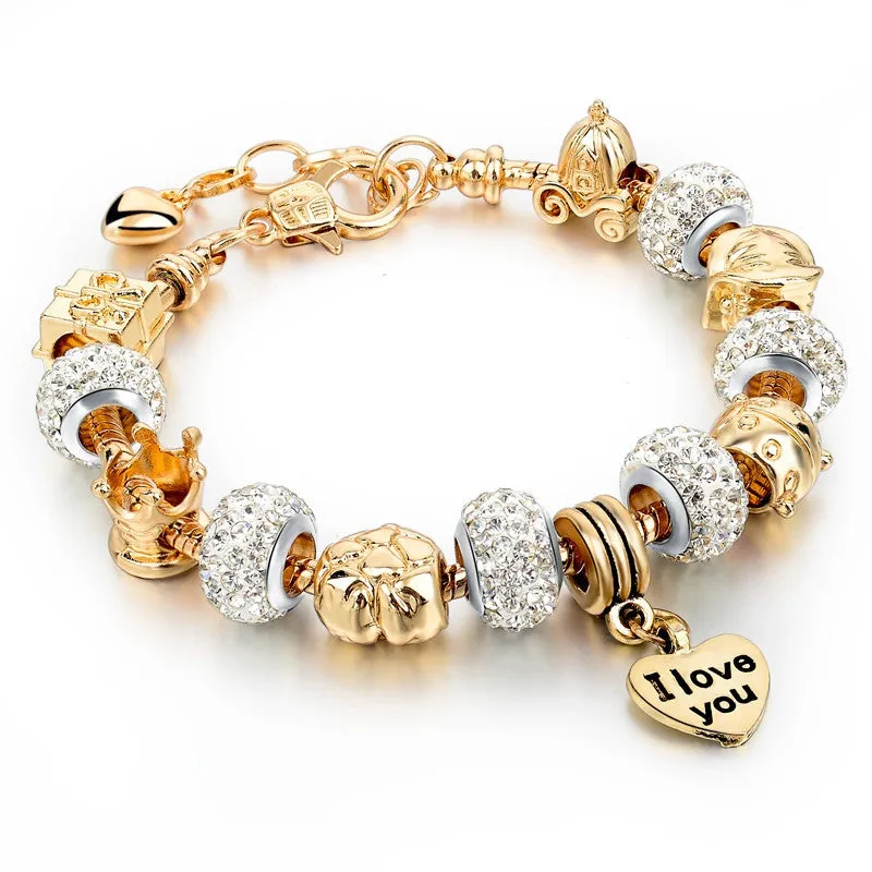 Selling Heart Charm Bracelets & Bangles Gold Bracelets For Women DIY Pulsera Famous Jewellery SBR150074