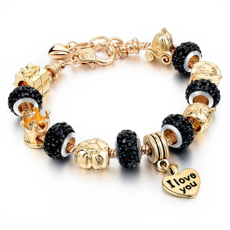 Selling Heart Charm Bracelets & Bangles Gold Bracelets For Women DIY Pulsera Famous Jewellery SBR150074