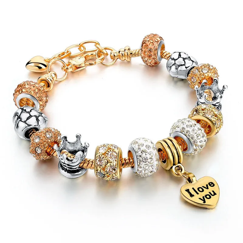 Selling Heart Charm Bracelets & Bangles Gold Bracelets For Women DIY Pulsera Famous Jewellery SBR150074