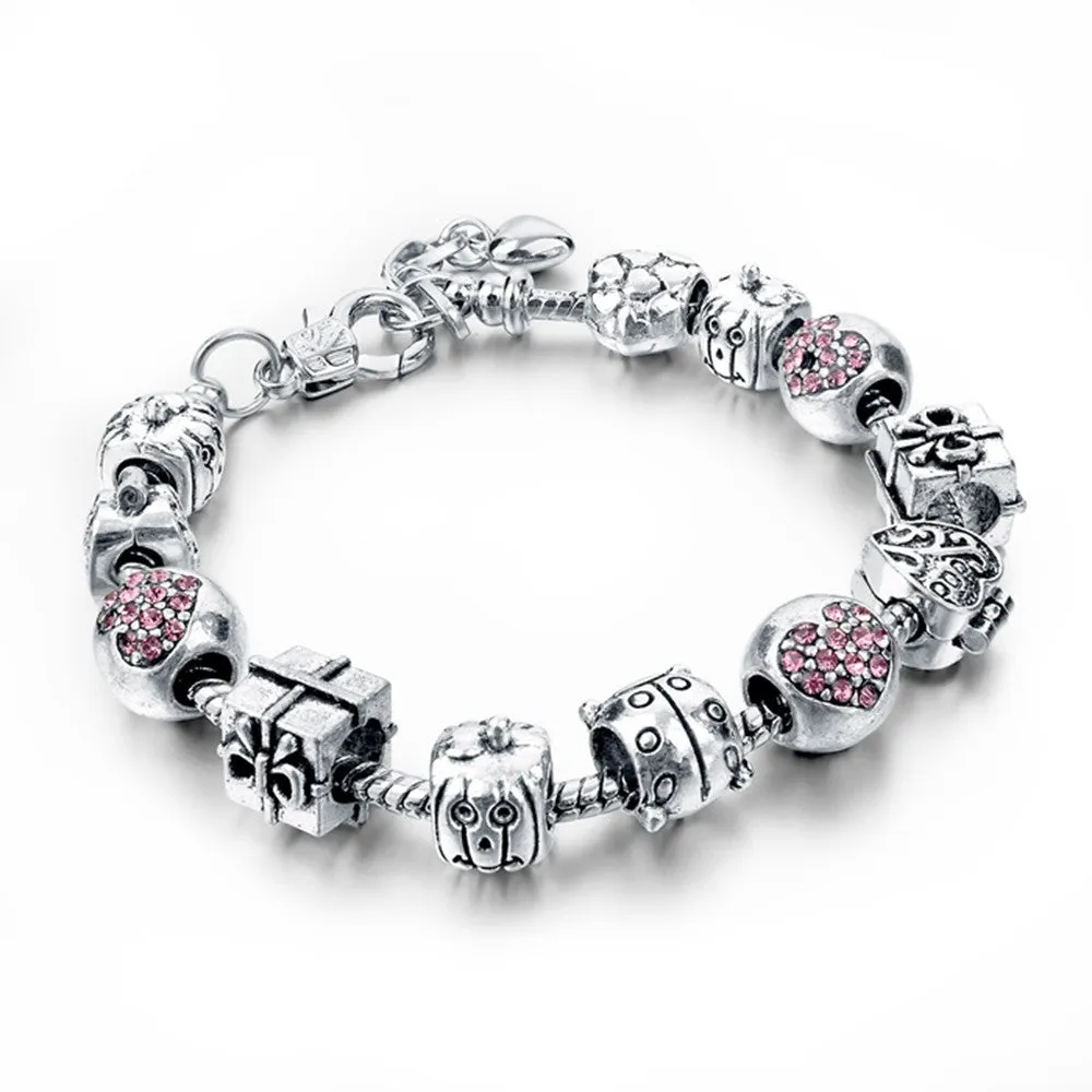 Selling Heart Charm Bracelets & Bangles Gold Bracelets For Women DIY Pulsera Famous Jewellery SBR150074