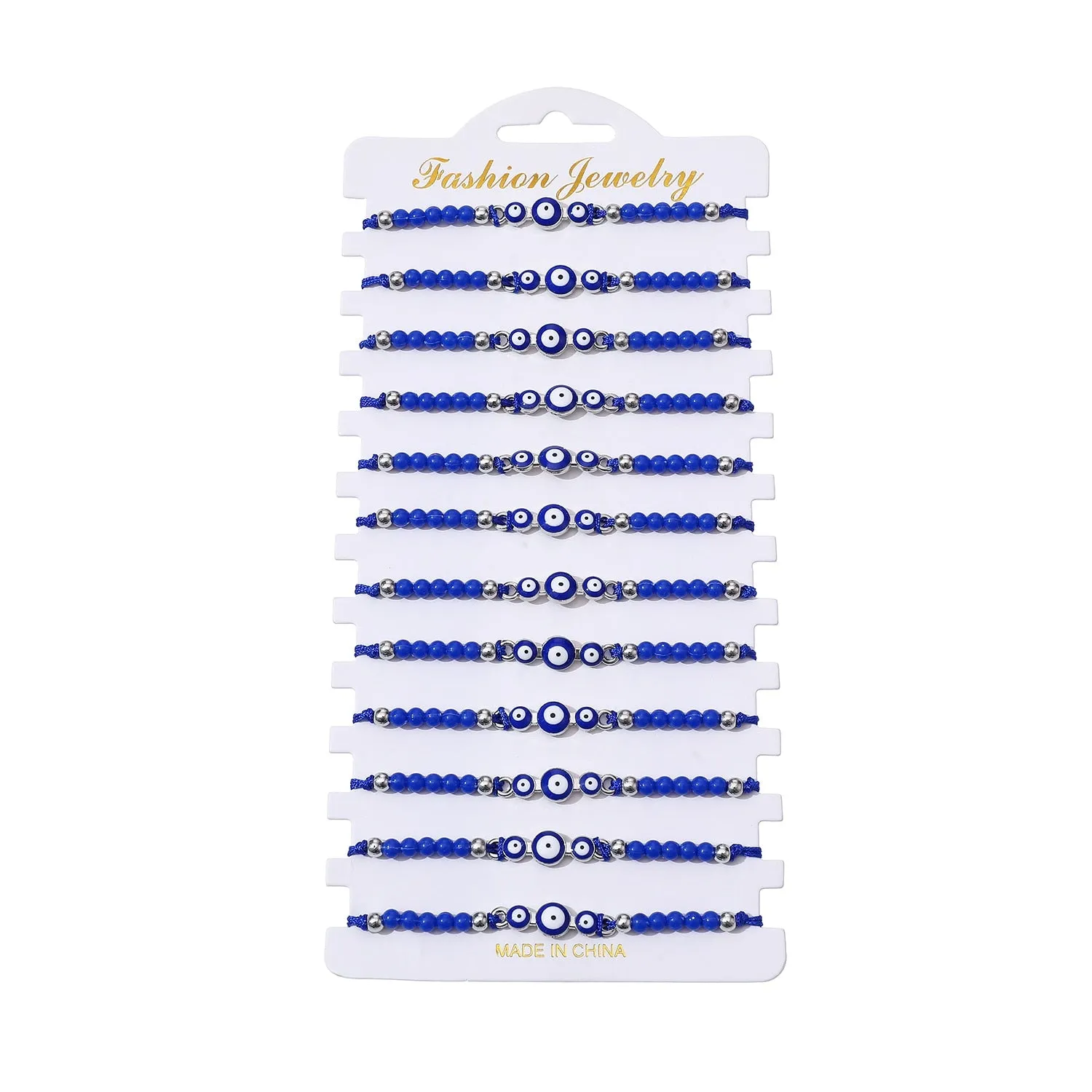 Set of 12 Intricately Woven Turkish Blue Eye Crystal Bracelets: A Handcrafted Accessory Perfect for Women’s Parties, Birthdays and Everyday Style