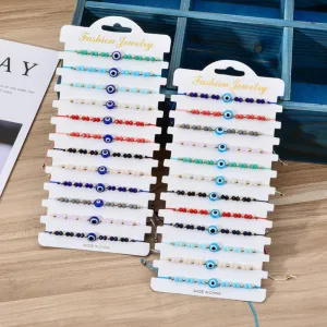 Set of 12 Intricately Woven Turkish Blue Eye Crystal Bracelets: A Handcrafted Accessory Perfect for Women’s Parties, Birthdays and Everyday Style