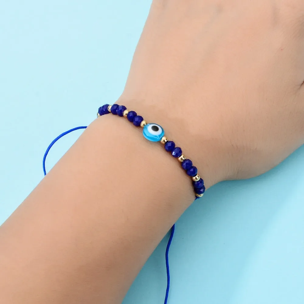 Set of 12 Intricately Woven Turkish Blue Eye Crystal Bracelets: A Handcrafted Accessory Perfect for Women’s Parties, Birthdays and Everyday Style