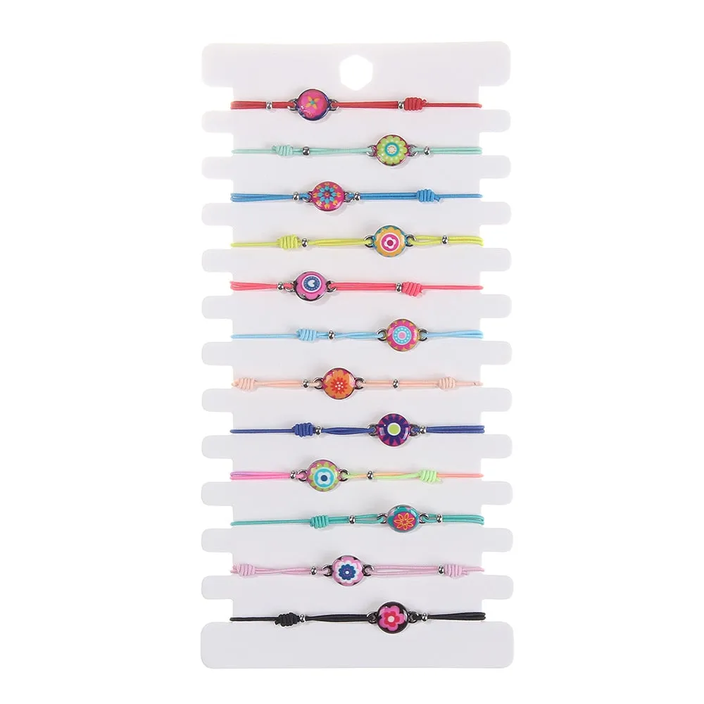 Set of 12 Intricately Woven Turkish Blue Eye Crystal Bracelets: A Handcrafted Accessory Perfect for Women’s Parties, Birthdays and Everyday Style