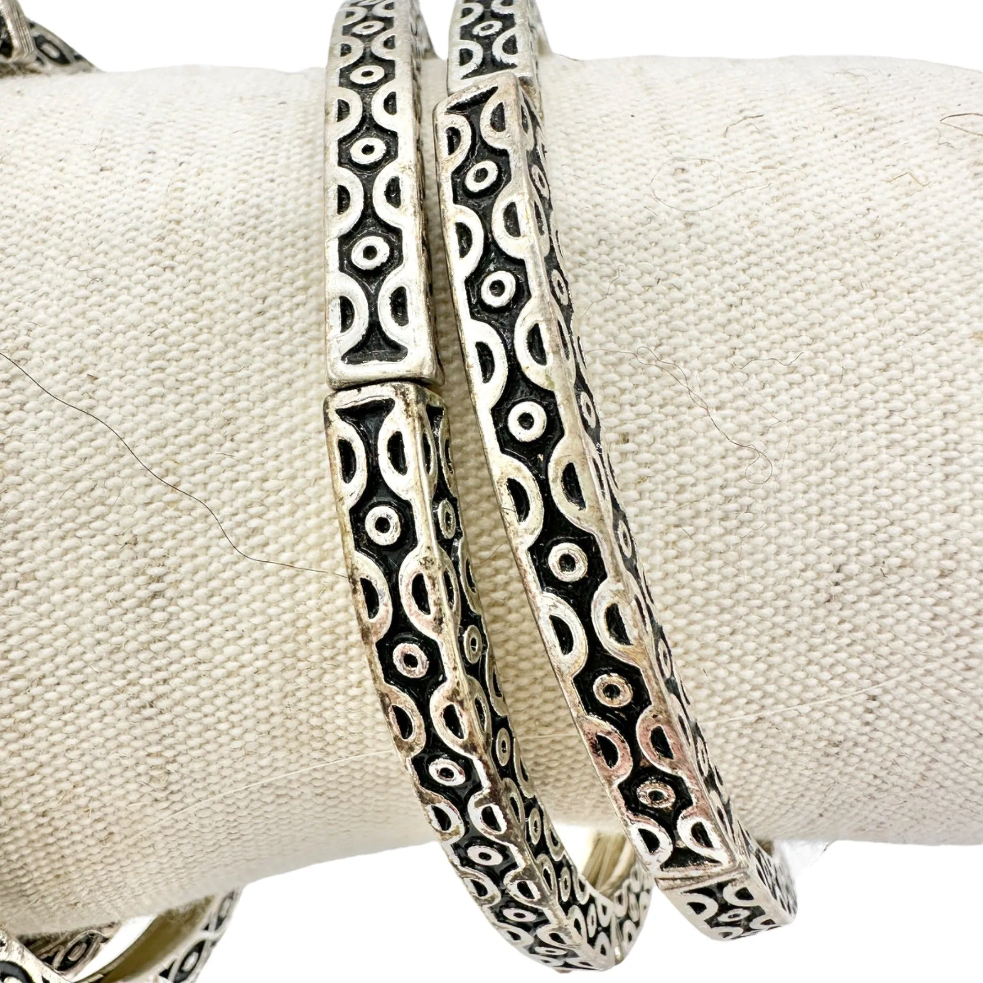 Set of 6 Bracelets Stretch Bangles Silver Celtic Look 2 ea of 3 Patterns NWOT