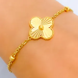 Shiny Sleek 21k Gold Clover Leaf Bracelet