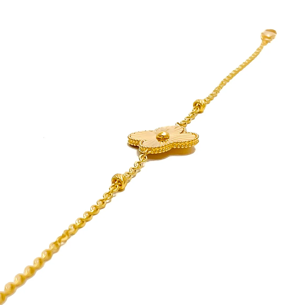 Shiny Sleek 21k Gold Clover Leaf Bracelet