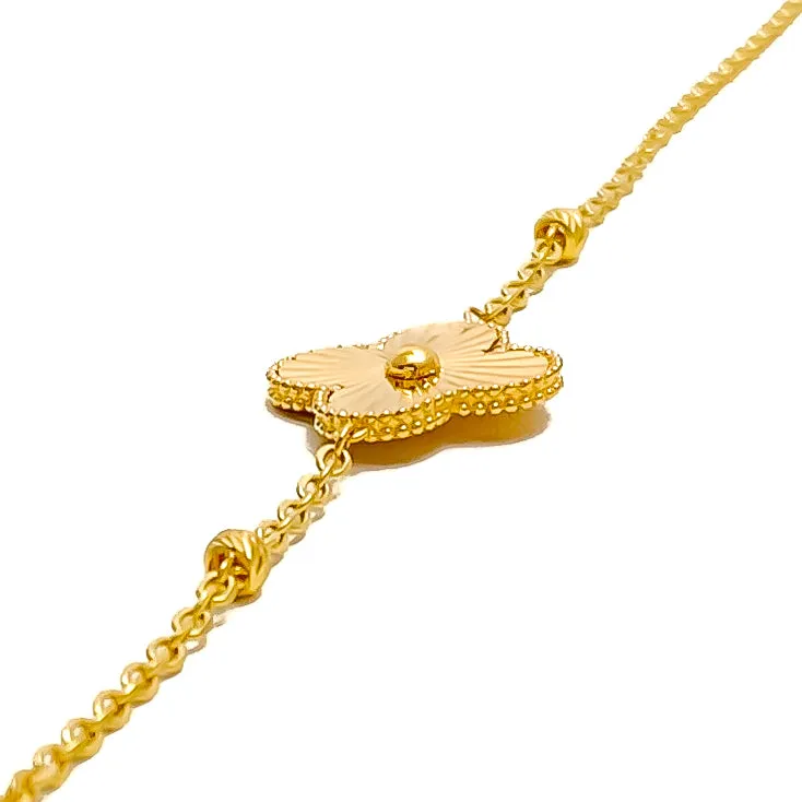 Shiny Sleek 21k Gold Clover Leaf Bracelet