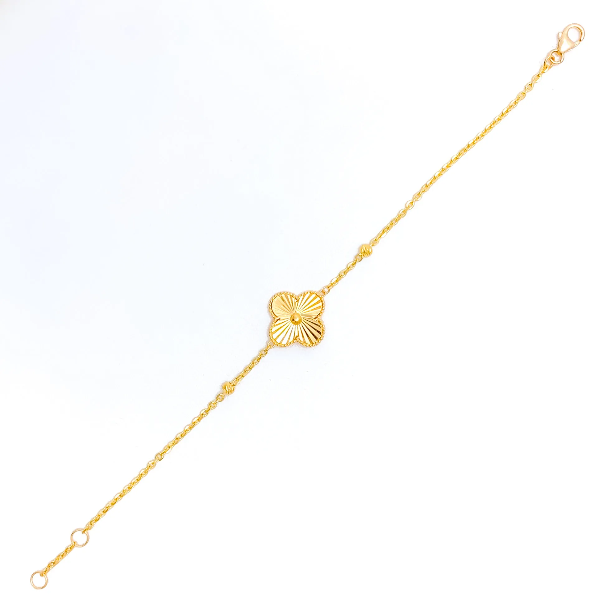 Shiny Sleek 21k Gold Clover Leaf Bracelet