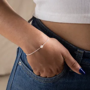 Silver Chain Single Pearl Bracelet