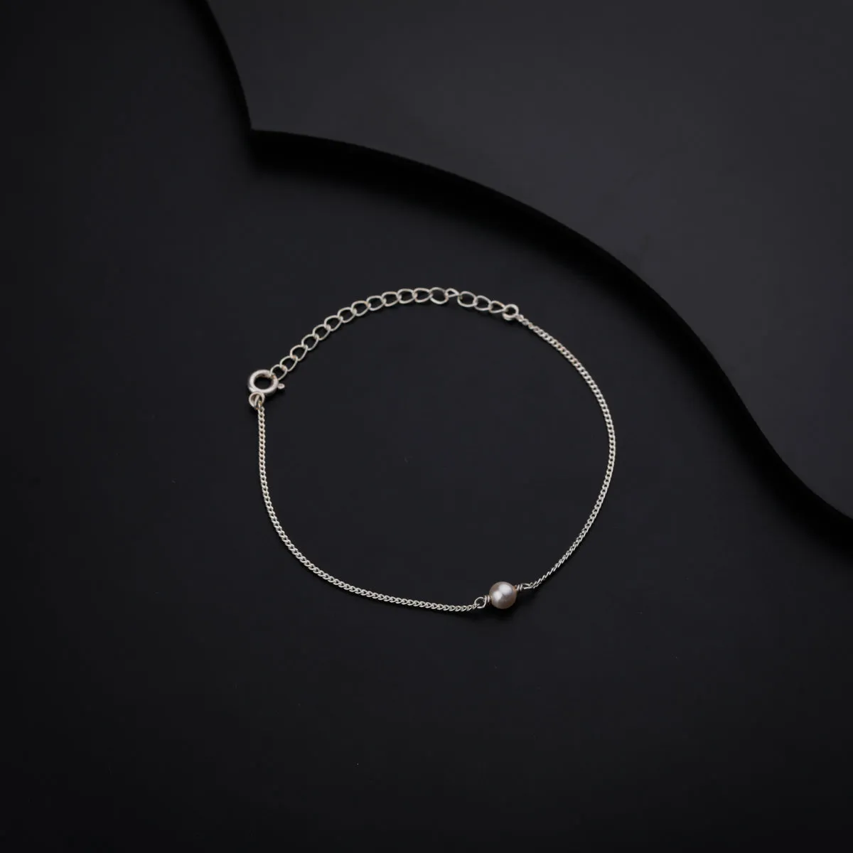Silver Chain Single Pearl Bracelet