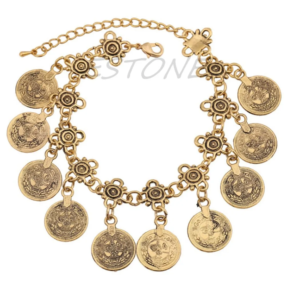 Silver Coin Anklet  Boho  Beachy Bracelet