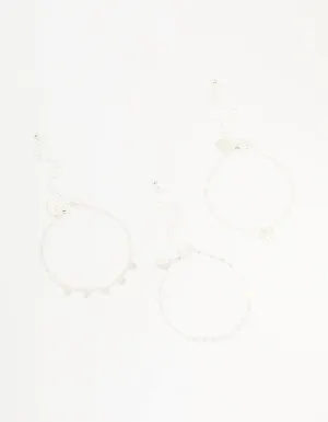 Silver Diamante Bow & Heart Bracelets 3-Pack