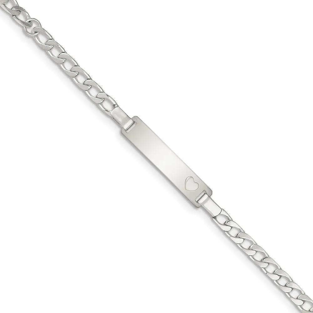 Silver Engravable Baby ID Cutout Heart Bracelet