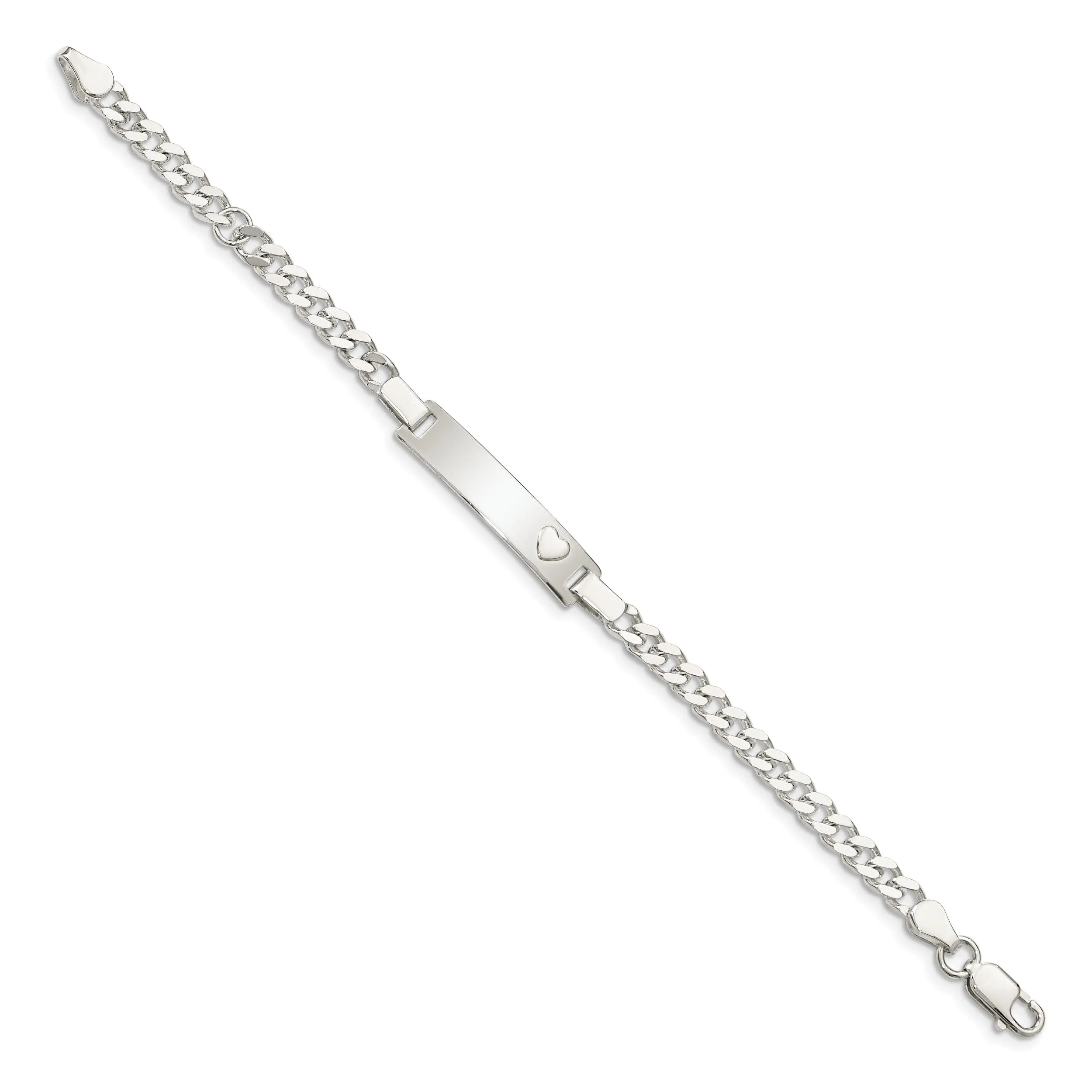 Silver Engravable Baby ID Cutout Heart Bracelet
