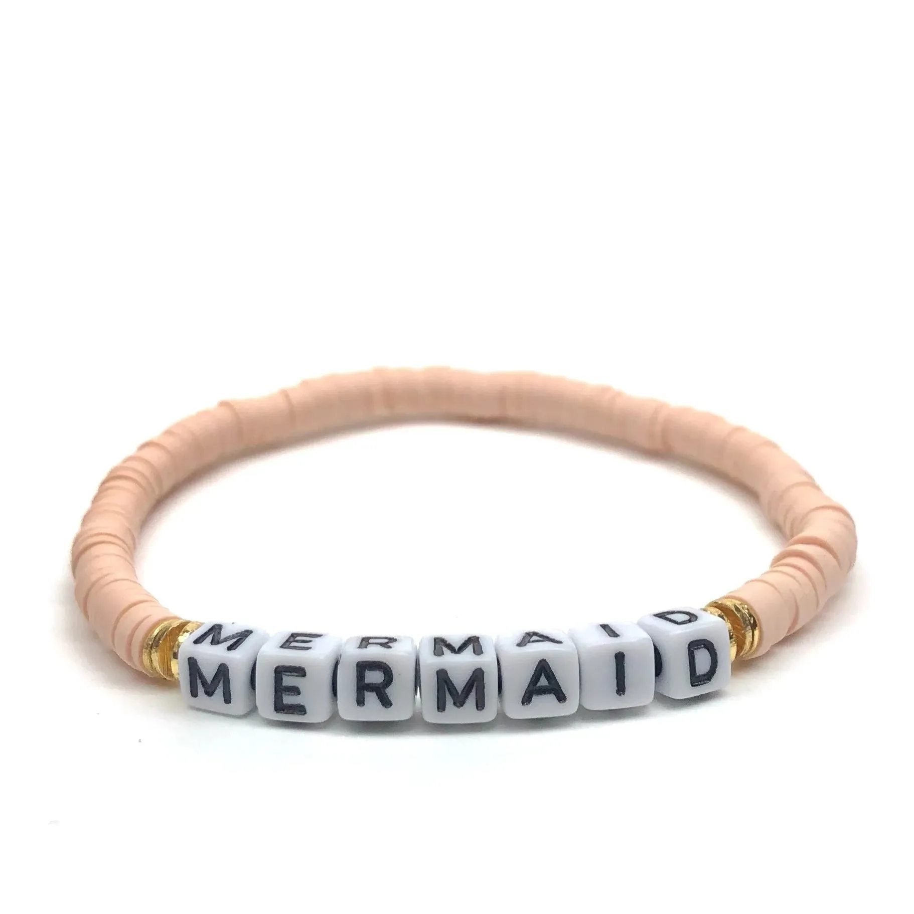 Silver Girl Heishi Word Bracelet