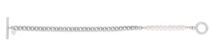 Silver Pearl Curb Toggle Bracelet