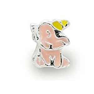 Silver Plated Pink Enamel Elephant Charm